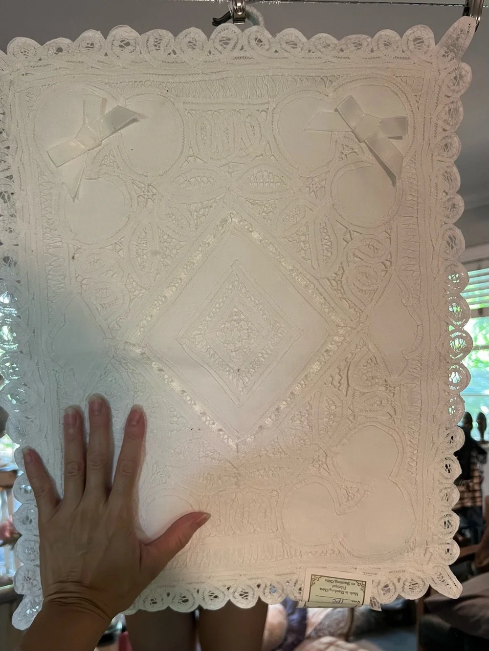 Handmade White Embroidered Lace Lingerie bag new w/tag!